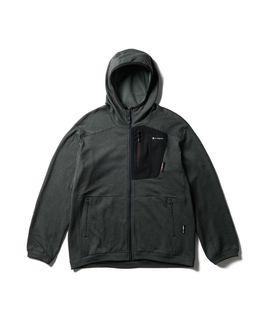 Snow Peak Polartec Power Grid Fleece Hoodie and Size L SPF-JK-25AU907, Men's Women's, Black,