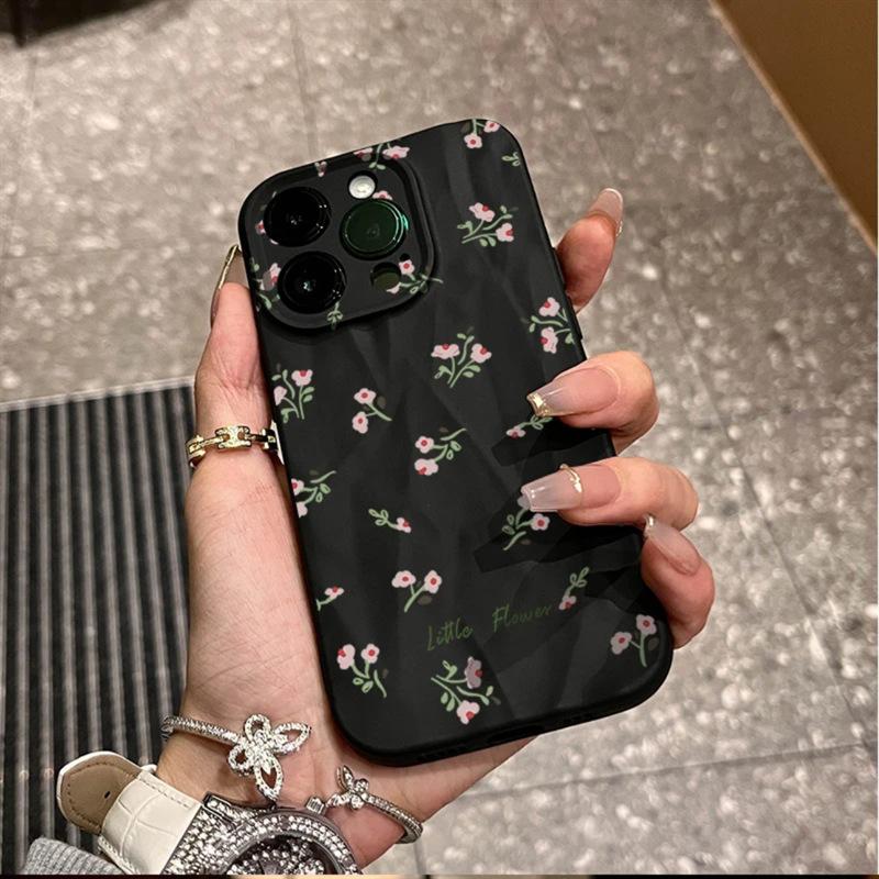 Женский чехол для мобильного телефона iPhone17promax с цветочным принтом подходит для Apple 16promax плиссированный 14 свежий 15 комплектов