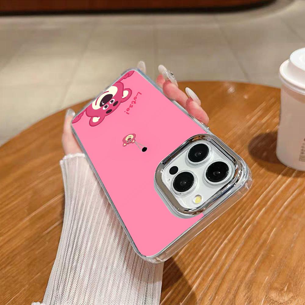 L-Lotso Huggin'Bear Phone Case For Iphone 17 16 15 14 13 12 11 Pro Max Xr Air Plus Silicone Cover Silver Hard Shell Cover