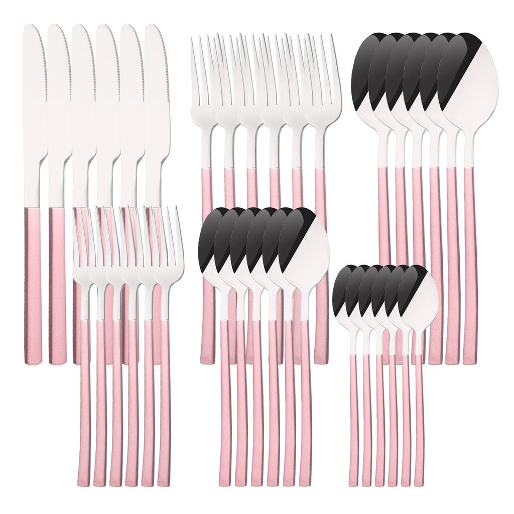 36 шт./6 компл., набор столовых приборов мятного золота, зеркало, столовые приборы из нержавеющей стали, нож, десертная вилка, чайная ложка, столовая посуда, кухонная посуда для ресторана