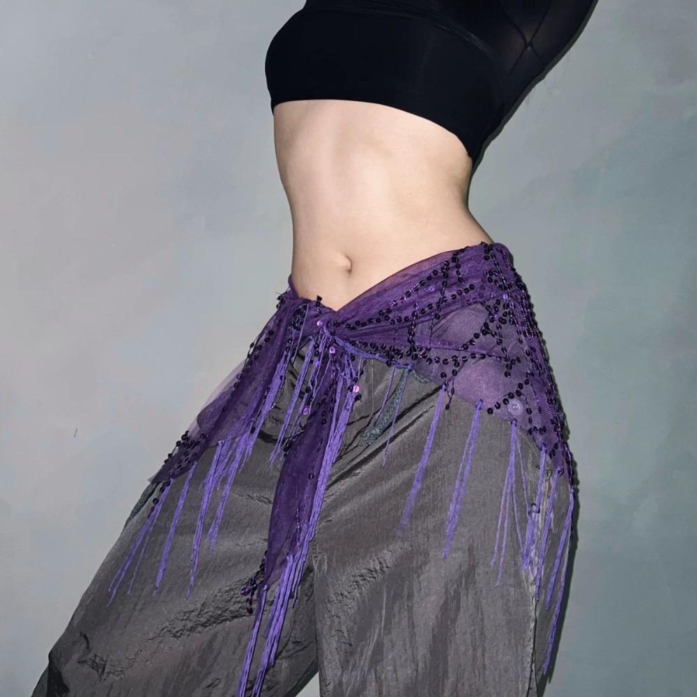 Jeans Decor Tassels Belt Hip-hop Sequin Waistband Jazz Dance Hip Scarf  Waist Accessories