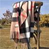 Pamwallymensa Women's Scarf Winter Luxury Brand Tippet Scarves for Ladies Plaid Shawls Warm British Style Thicken Man