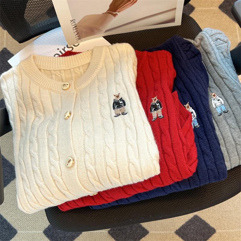 2KWEIRD Осень Новая Вязаная Куртка-Свитер Вышивка Женская Короткая Шерстяная Верхняя Одежда Приталенный Вязаный Кардиган Кашемир Сладкий Трикотаж