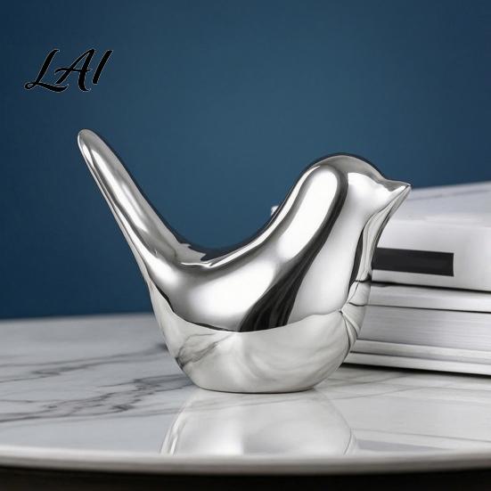 Decorative Ceramic Crafts Modern Bird Figurines Gold & Silver Home Decor Minimalist Office Desk Ornament Abstract Animal Statues for Living
