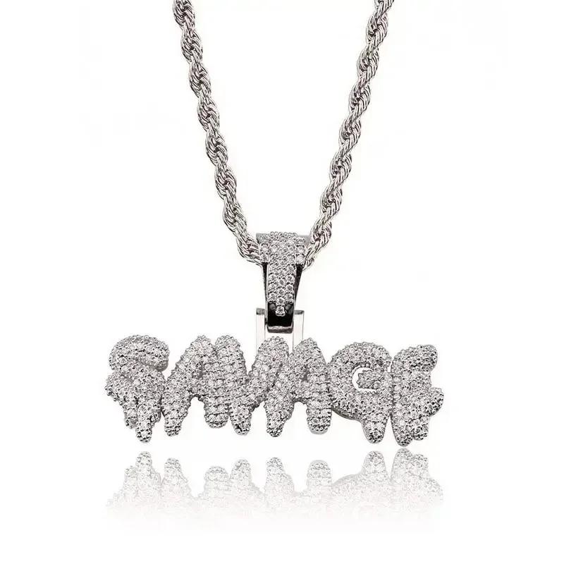Hip Hop Ice Out Dollar Money Bag Necklace Shiny Cubic Zirconia Wallet Pendant for Men Women Hip Hop Rock Rap Cool Jewelry