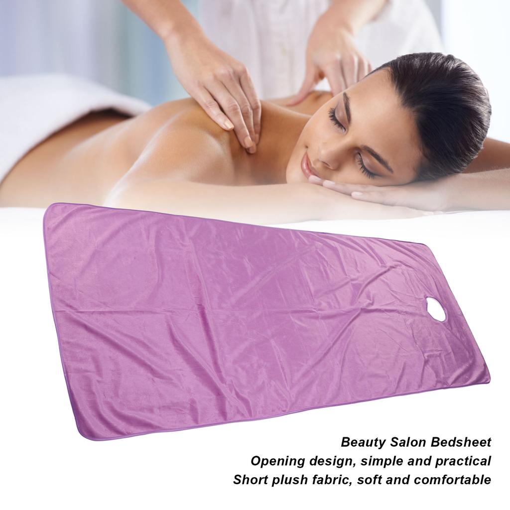 Постельное белье для салона красоты Короткий плюш Стол для SPA-массажа Утолщенный чехол для стола с отверстием Фиолетовый цвет