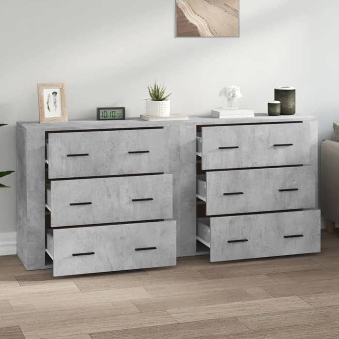Maison Exclusive - Buffets 2 pcs gris béton bois d'ingénierie
