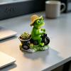 Decorative Frog Ornaments for Lawn Cycling Figurine, Creative Flowerpot, Resin Garden Statue, Weather Resistant Animal Figurines Patio Succulents Pot,