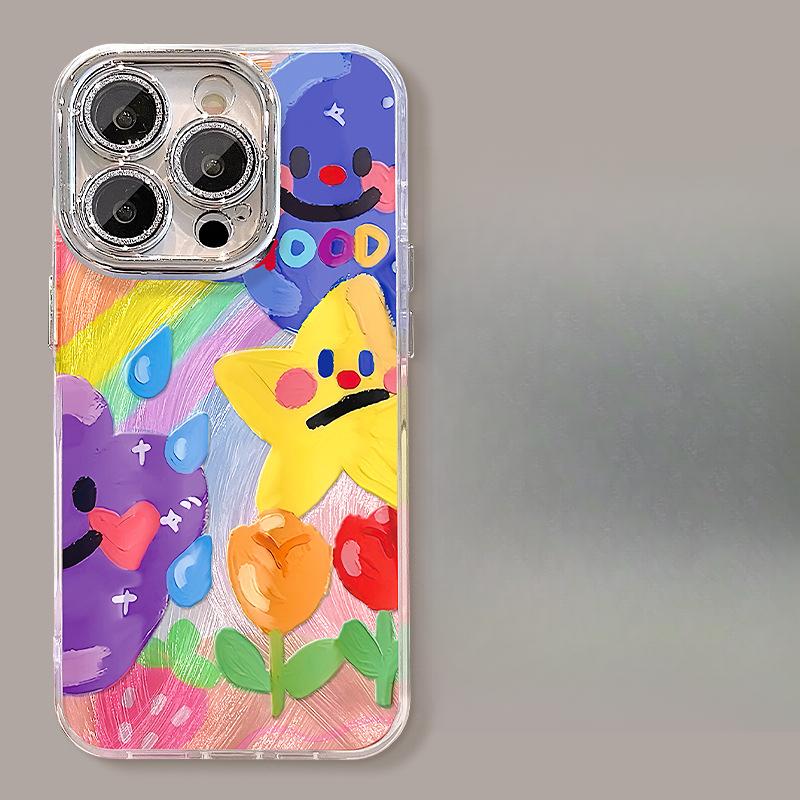Масляная живопись Граффити Клубника Подходит для Apple 16pro Чехол для мобильного телефона из перьевой пряжи 15 Высококлассный 14 Полная защита Противоударный 13 Забавный X