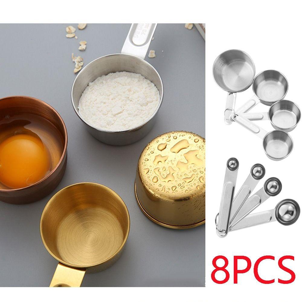 8Pcs Stackable Spoons Measuring Cups Measuring Spoons Set Scaled Baking Tools Cooking
