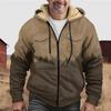Мужская зимняя флисовая толстовка с капюшоном на молнии с накладным карманом, повседневная куртка