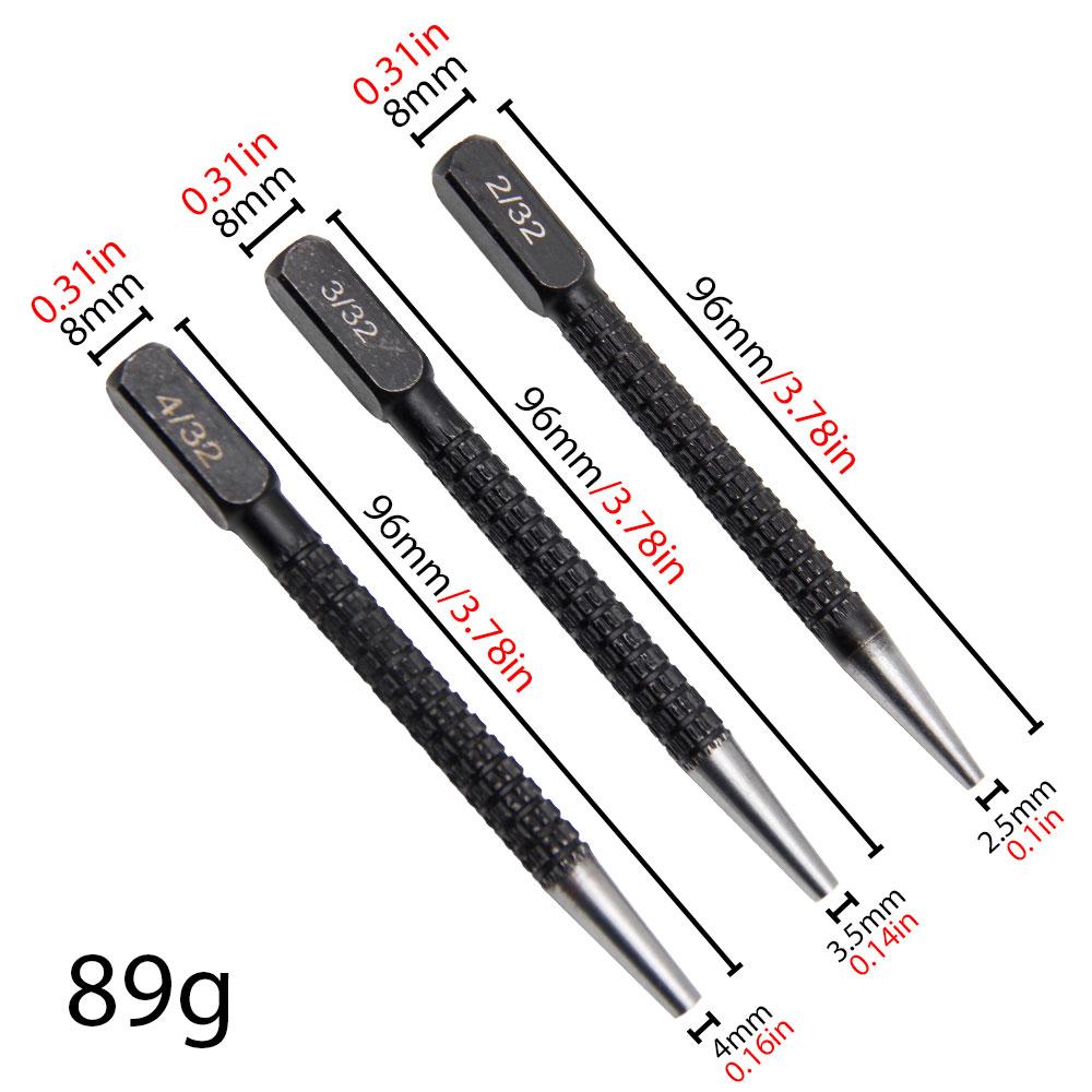 3PC вогнутый центральный пробойник позиционирование пробойник черный цилиндрический сверление отверстий фиксатор гвоздь штифт ручной набор инструментов