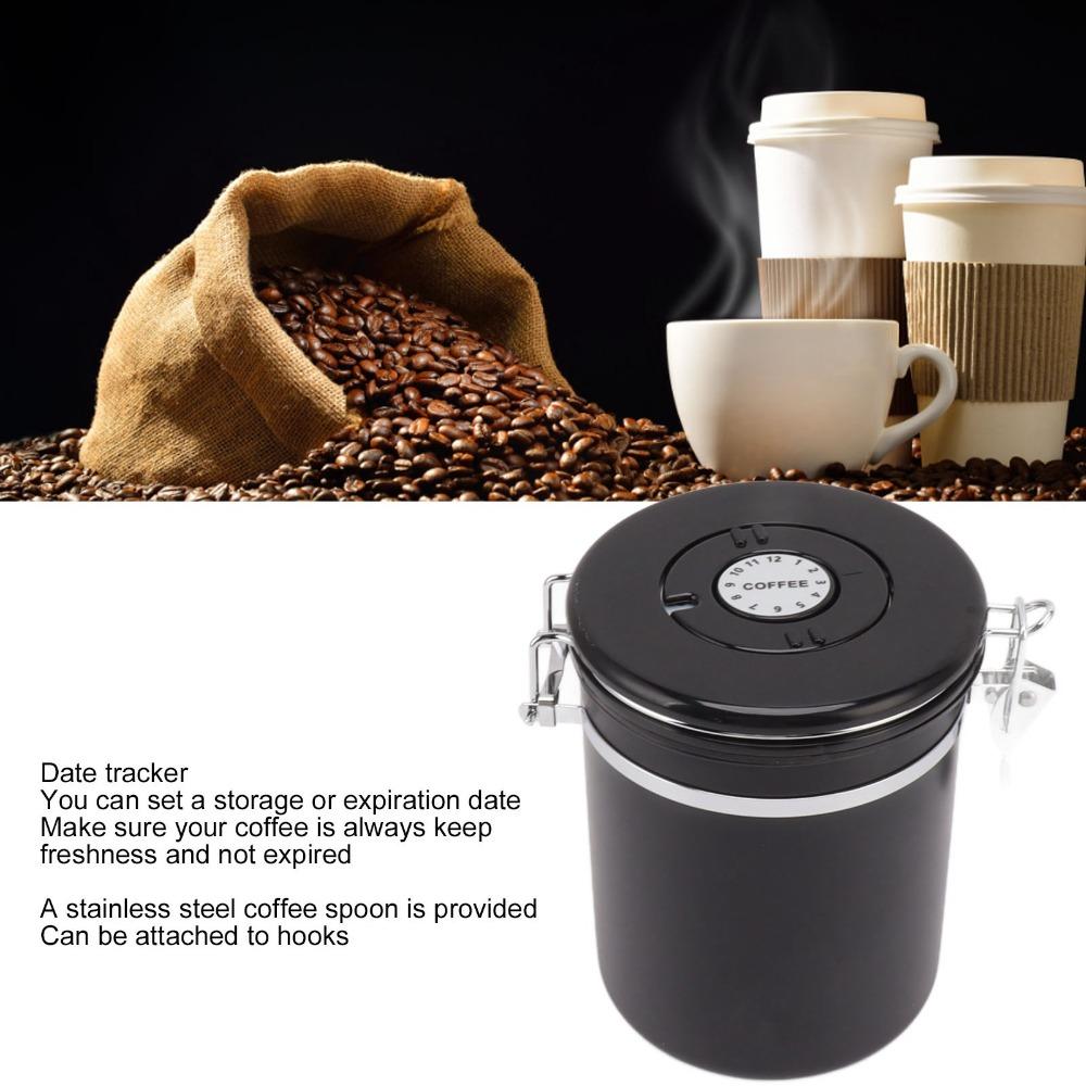 304 Stainless Steel Coffee Bean Storage Container Airtight Coffee Container Kitchen Storage