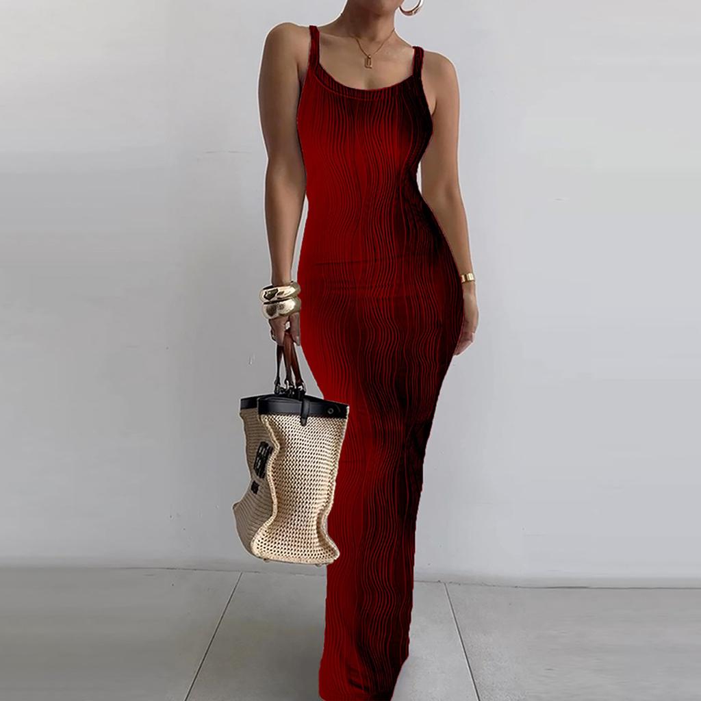 Women's Fashion Straps Casual Tight Sleeveless Solid Color Slim Temperament Dresses