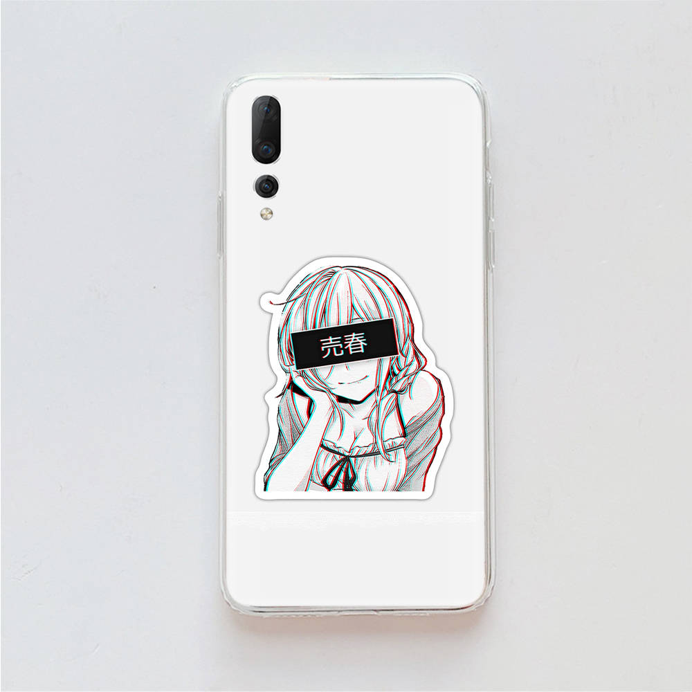 Наклейки Аниме Девушка TPU чехол для iPhone XR 7 8 14 15 11 12 13 X XS Pro Max Xiaomi Redmi 13C Note 9 Samsung A22 S23 S24 Ultra Plus VIVO