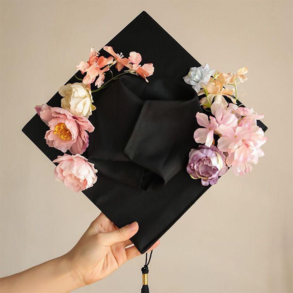 Doctor Flowers Graduation Cap Master Trencher Cap Durable Academic Hat with Tassels College