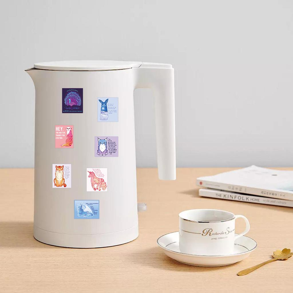 110 Inspirational English Animal Stickers, Personalized Decorations, Waterproof Stickers for Luggage and Laptops, Children's Encouragement