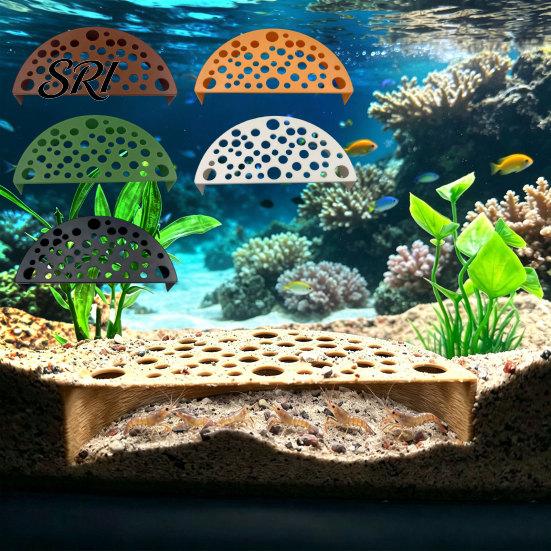 Fish Tank Decoration Shrimp Hide Cave Aquarium Hideout Semicircular Shelter with Multiple Holes for Decor