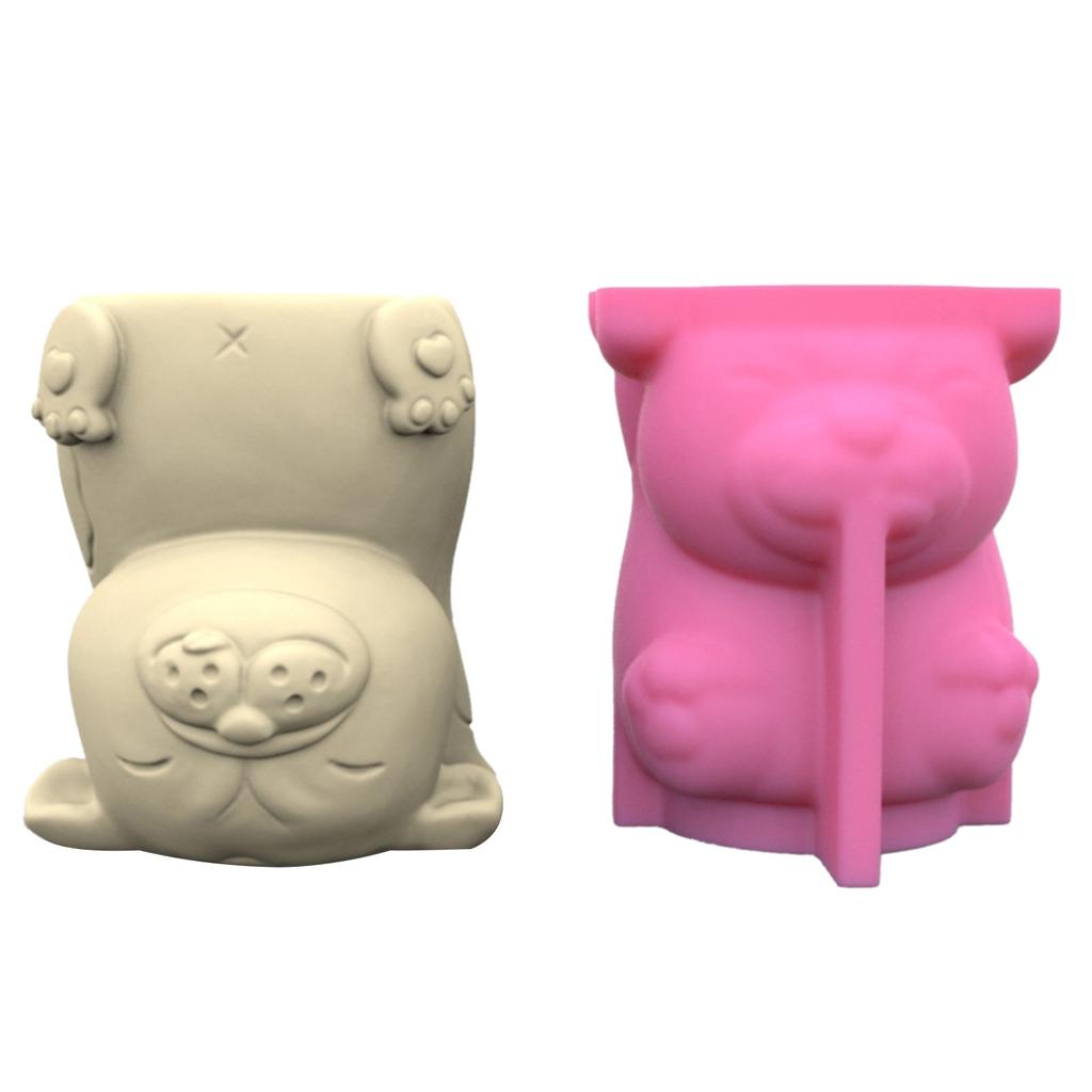Silicone Mold for Succulent Plant Pots Mini Garden Statues Cat Panda Pig Flower Pot Mold Unique Pen Holder Resin Molds
