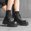 Ботинки Мартина на толстой подошве средней высоты черные в стиле инс тренд хулиганский красивый пара кожаные ботинки уличные универсальные ботинки 8632-J