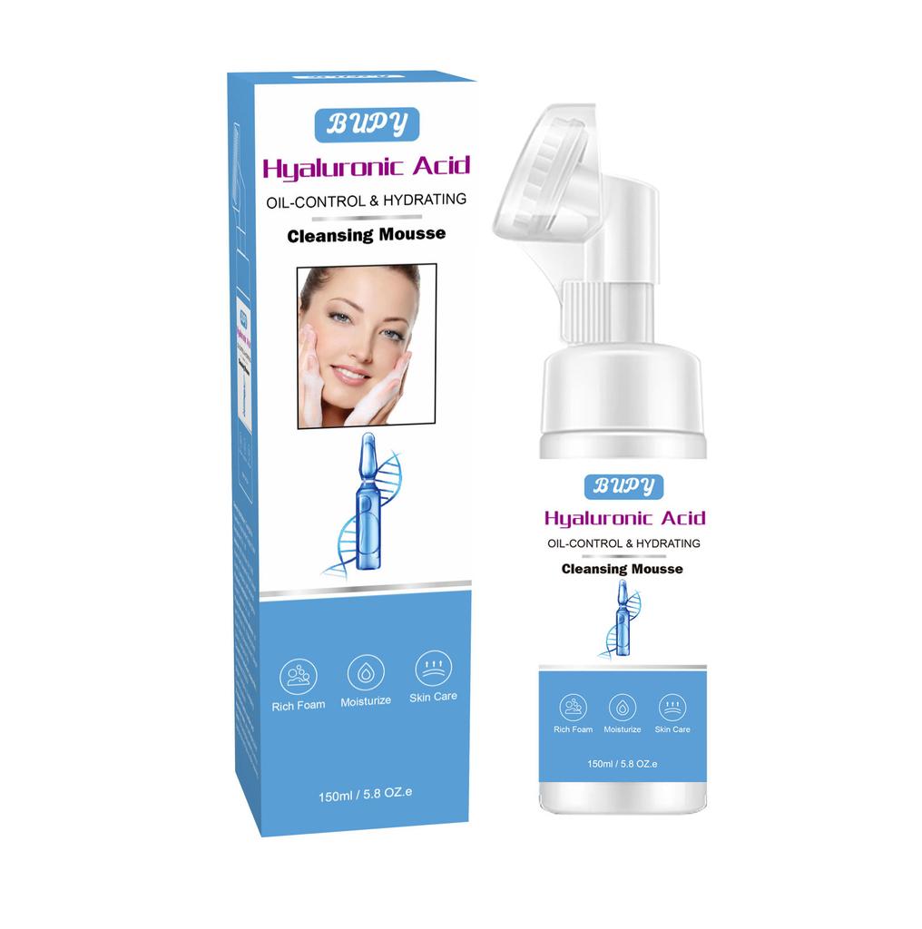 Moisturizing Facial Cleansing Mousse with Hyaluronic Acid for Refreshing and Deep Cleansing