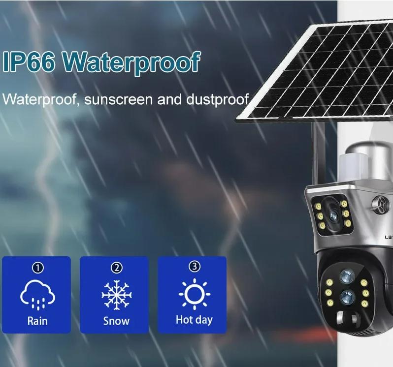 LS VISION 12 МП 4G/WiFi Двухэкранная Солнечная Камера Уличная 10-кратный Зум 6K Три Объектива Автоматическое Слежение за Человеком Камера Наблюдения V380 Pro