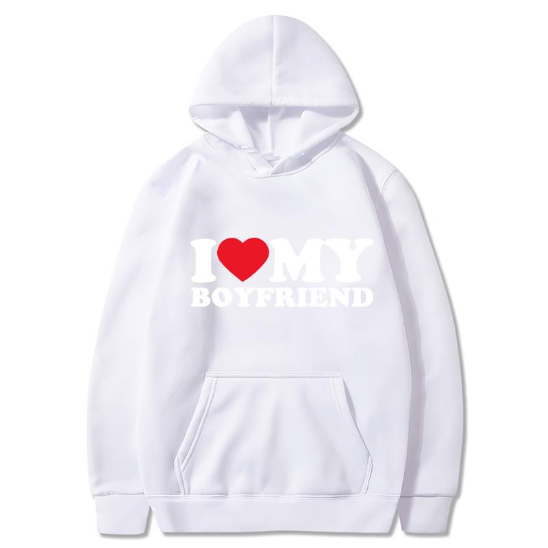 Мужские комплекты с длинными рукавами для пар I Love My Boyfriend Hoodies Sweatparsons Suits Женские толстовки с капюшоном и спортивные штаны Lover Sets