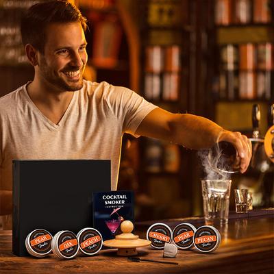 Премиальный набор для копчения виски-коктейлей с 6 видами щепы и металлическими фильтрами, аэратор для быстрой оксидации, набор барных инструментов для дома, роскошные подарки