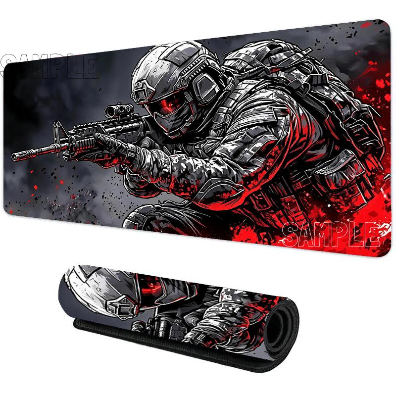 Soldier Warrior Mouse Pad Rubber Non-Slip PC Computer E-Sports Game Desk Mat Large Keyboard Pad Durable Mat Office Gaming Mat