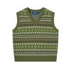 Американский ретро вязаный жилет Fair Isle унисекс, цветовые блоки, V-образный вырез, без рукавов