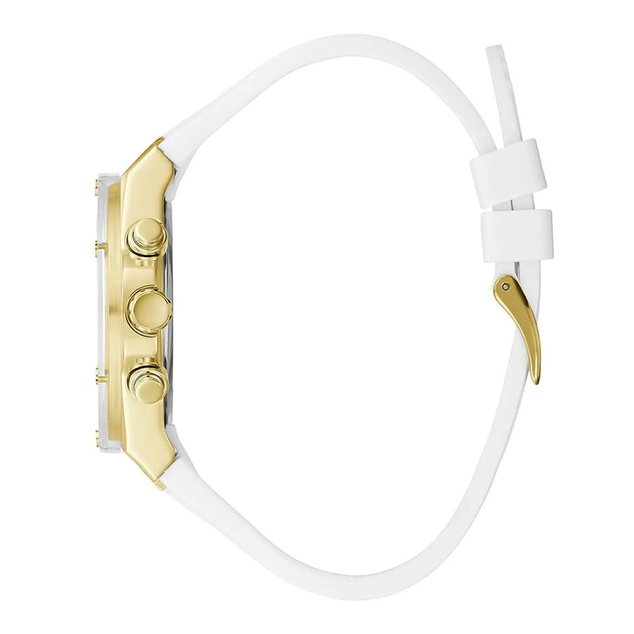 Женские модные многофункциональные часы-скелетоны с тремя стрелками, золотистым циферблатом и силиконовым ремешком, кварцевые - GW0409L2