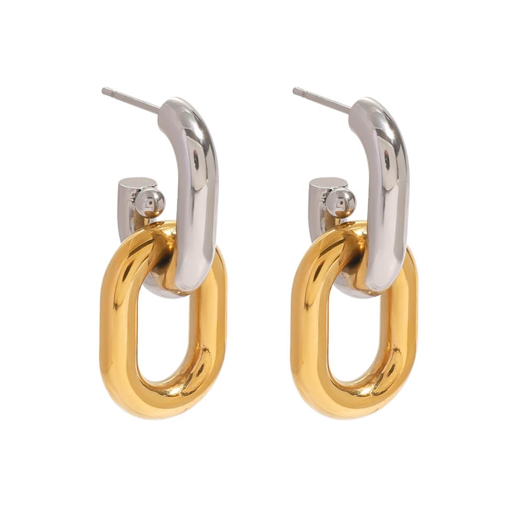 Youthway Charm Retro Stainless Steel Gold& Oval Buckle Irregular Earrings For Women Anti Allergic Jewelry New Arrival