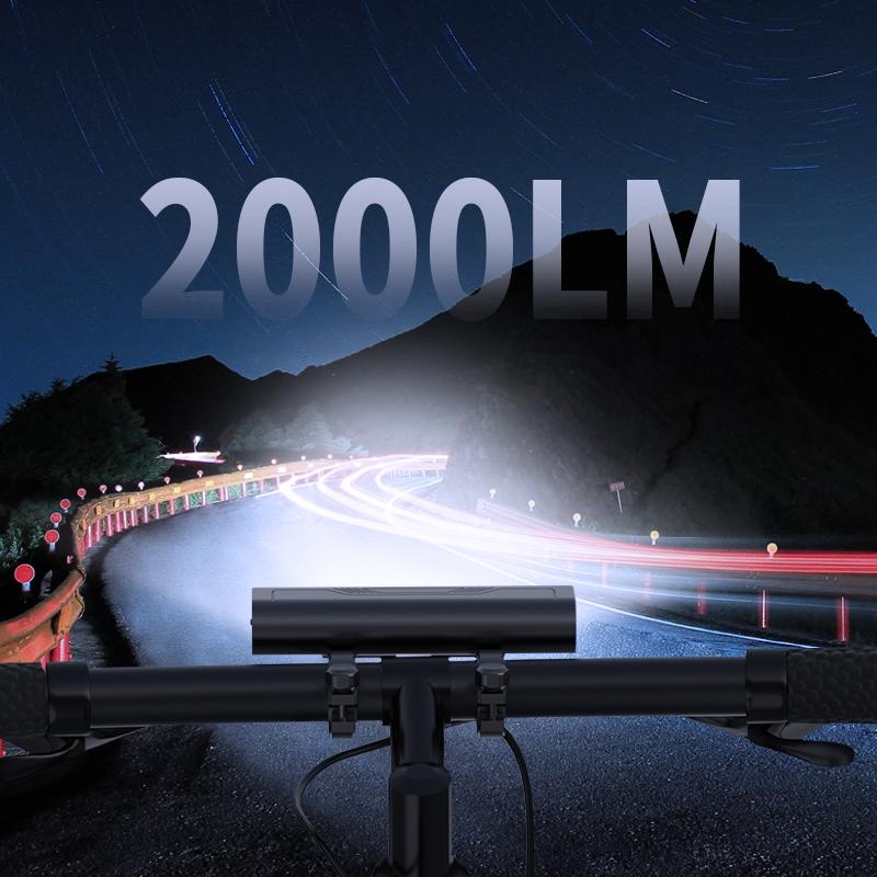 HC6 2000 люмен велосипедная фара перезаряжаемый фонарик высокой интенсивности снаряжение для кемпинга и верховой езды аксессуар для ночного велоспорта для горных велосипедов