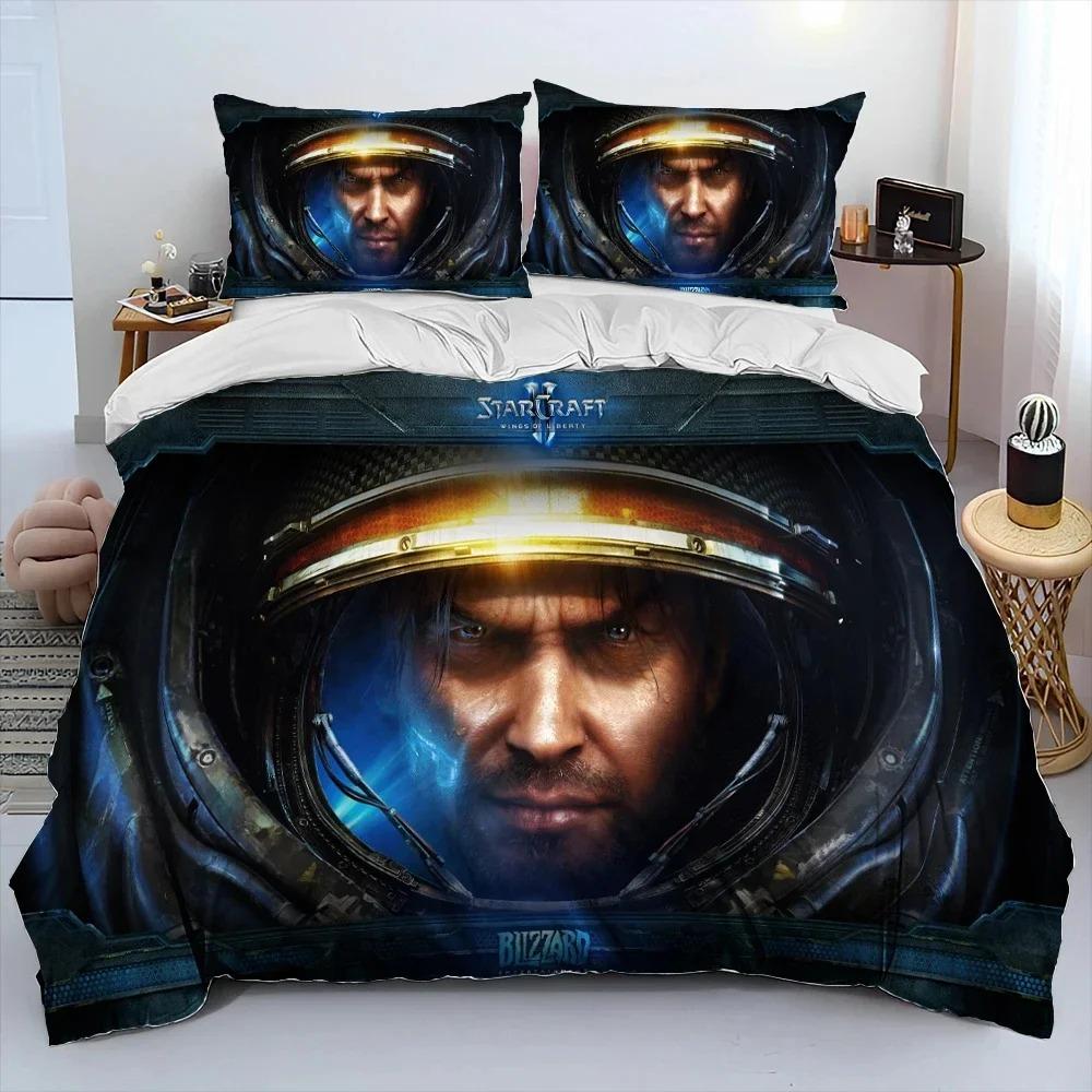 3D HD StarCraft Игровой Компьютерный Пододеяльник Комплект Постельного Белья, Пододеяльник Комплект Постельного Белья Чехол на Одеяло Наволочка, Размер King Queen Комплект Постельного Белья Детский Инструмент