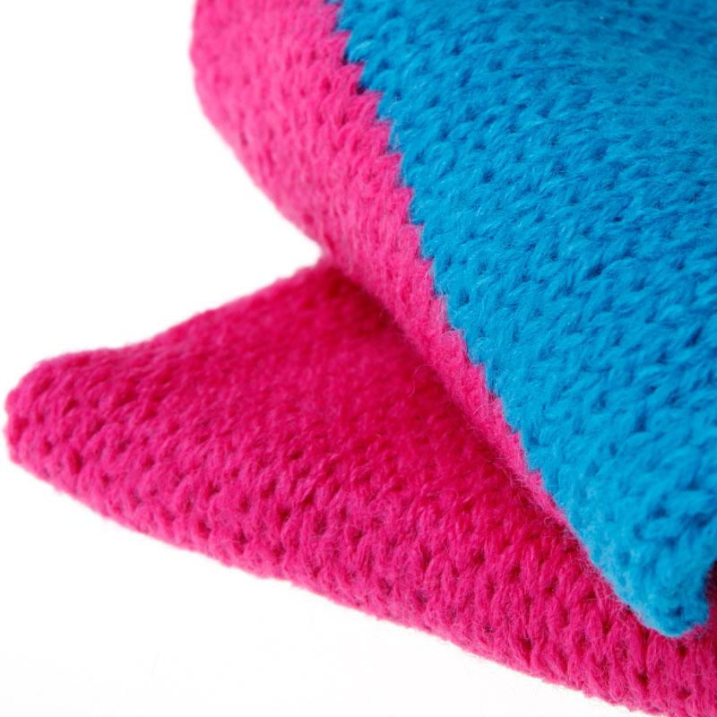 Colorful Strips Scarf with Two Rose & Blue Balls