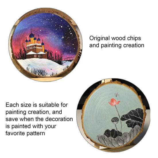 Natural Wood Tree Discs 9-10cm Pre-Drilled Wooden Discs 1cm Thick Smooth Wood Slices for DIY Crafts Wedding Wall Decorations