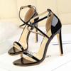 Fashion Women Classic Gladiators Fetish 8cm High Heels Sandals Lady Champagne Low Mid Heels Sandles Stripper Platform Summer Shoes