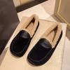 CRLAYDK Winter Women's Soft Faux Fur Lining Moccasins Suede House Warm Indoor Outdoor Loafers Slip On Ladies Work Flat Shoes