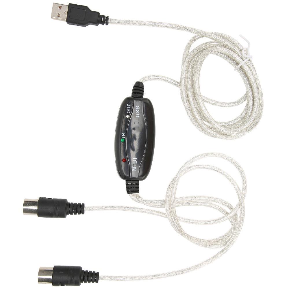 2 in 1 USB to MIDI Cable No Driver Needed MIDI Cord Adapter for Windows Computer