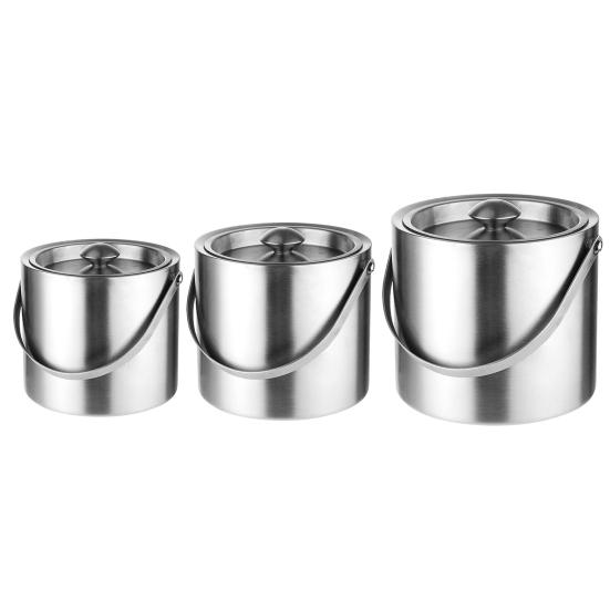 Stainless Steel Ice Bucket 1.6/2/3L Double Wall Insulated Seamless Structure Thickened Handle Ice Bucket for Parties Bars