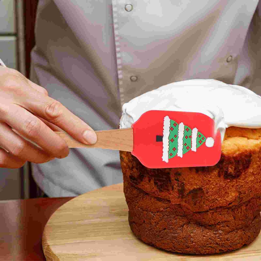 Рождественская силиконовая лопаточка для крема, очаровательный скребок, милый рождественский декор для торта, красная силикагелевая бытовая масляная кисточка