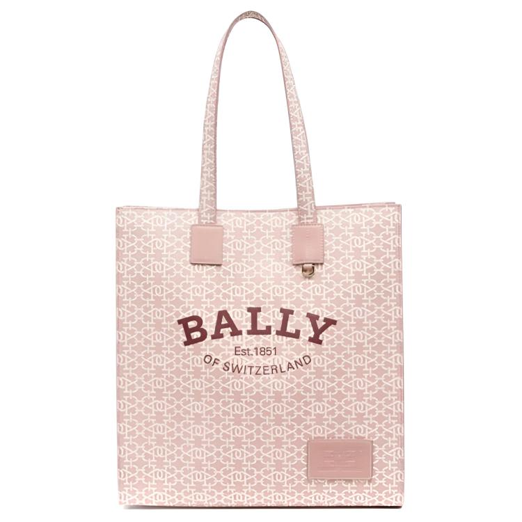 Bally Классический узор с логотипом Нагрудная нашивка с логотипом Магнитная застежка Сумка-тоут Женские сумки Розовый 6300122