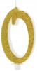 Birthday Candle Number 0, Gold, 10Cm, 1 Piece