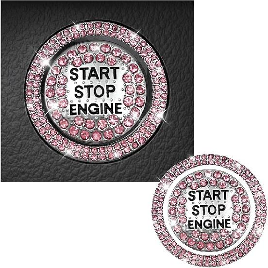 Шикарная наклейка на кнопку запуска автомобиля, сверкающие стразы, полностью защищающая декоративная крышка кнопки, ключ зажигания с защитой от царапин; Кольцо с ручкой,