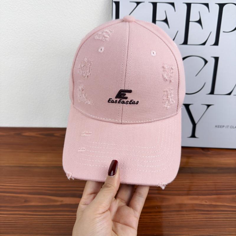 Hat female street new ripped baseball cap letter embroidery versatile casual couple cap male