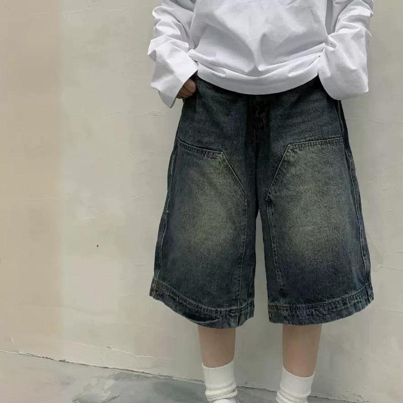 Винтажные мешковатые шорты Y2k, женские широкие джинсы с пятью точками, корейская уличная одежда, повседневные джинсовые шорты большого размера, летние