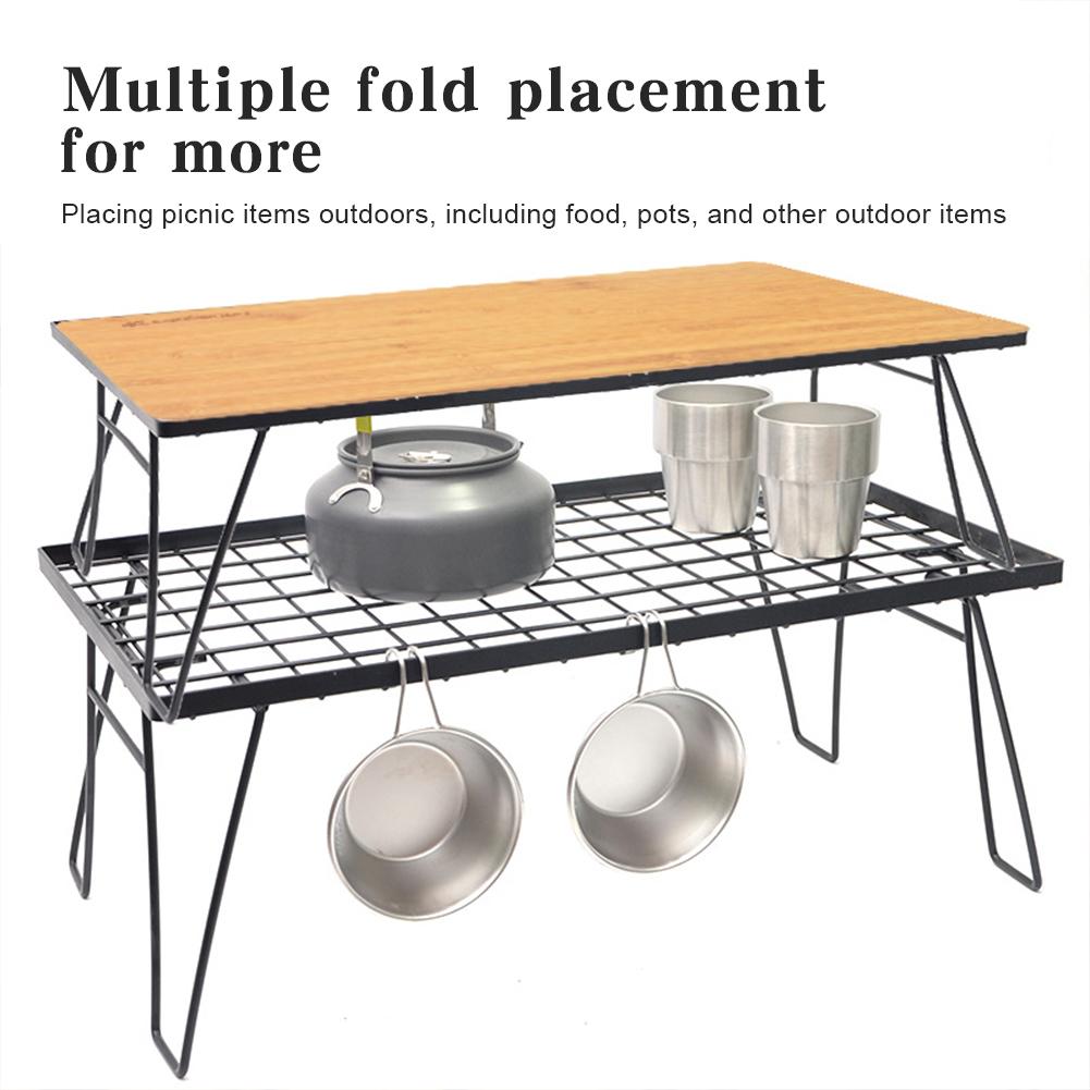 Camping Lightweight Table with Table Board & Bag Picnic Iron Mesh Desk Multifunctional Campfire Grill Table for Outdoor Barbecue