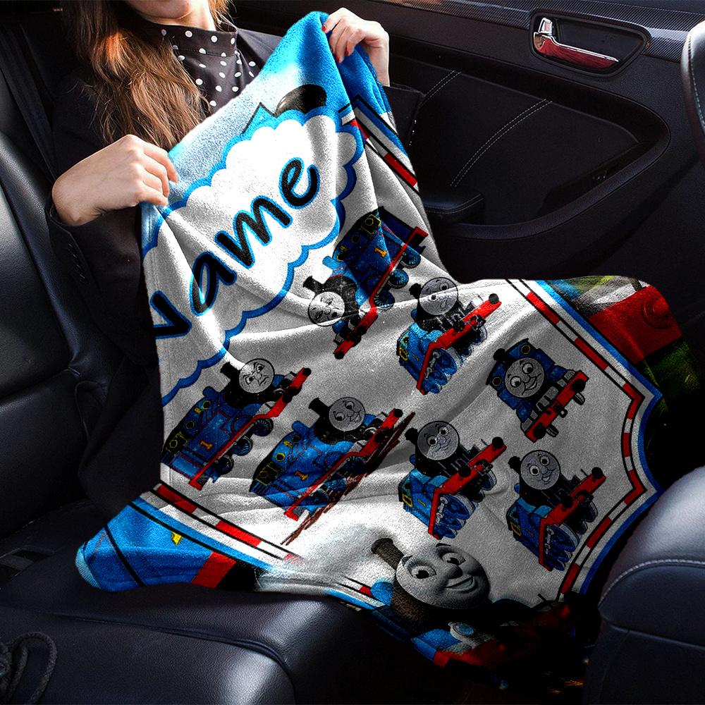 Thomas The Tank Engine Blanket Soft And Cozy Custom Name Gift For All Holidays Home Decor Office Nap Outdoor Holiday Gift Playful Design Polyester