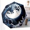 Blue Dragon Under Moonlight Utomatic Folding Umbrella With 8 Ribs Compact Design For Outdoor And Everyday Umbrella Gifts Y135