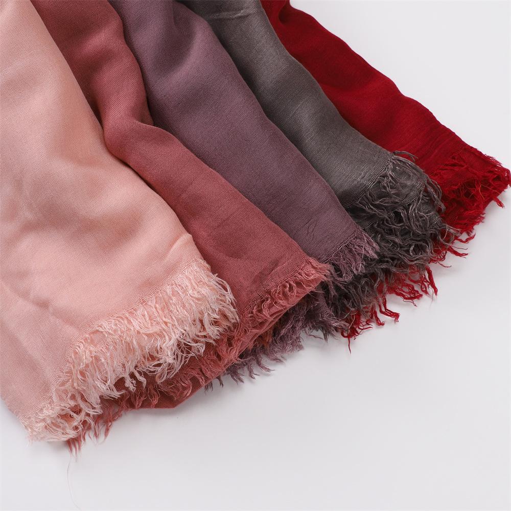 Fashion Muslim Cotton Rayon Modal Hijab For Women Headscarf Long Shawls Islam Hijab Turbans Head Wrap Solid Fringe Scarves